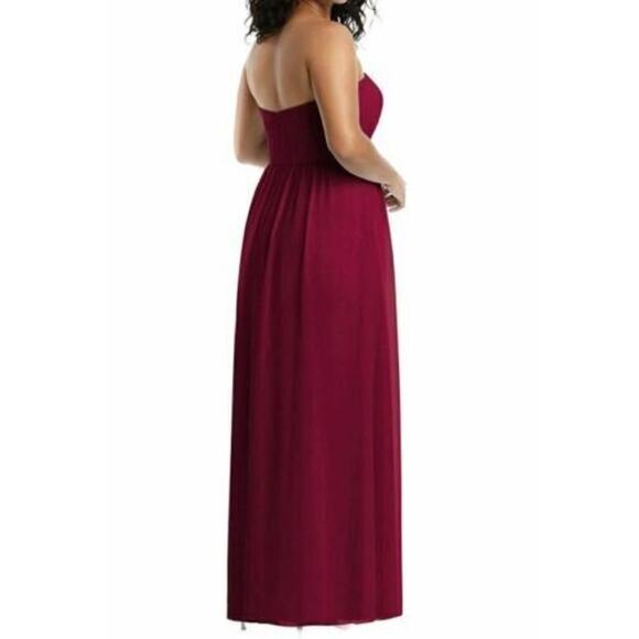 Social Bridesmaids Strapless Georgette A-Line Gown Burgundy Size 12 MSRP $208 - Picture 4 of 5